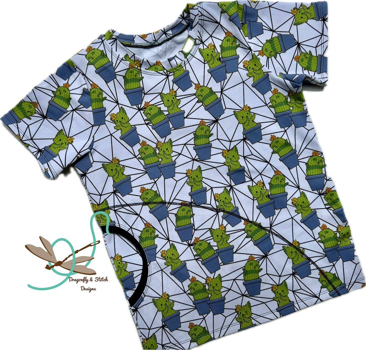 Cat and Panda Cactus Children's Pocket T-shirt