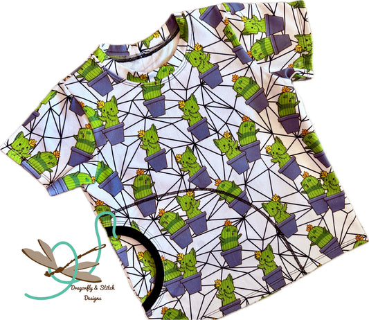 Cat and Panda Cactus Children's Pocket T-shirt