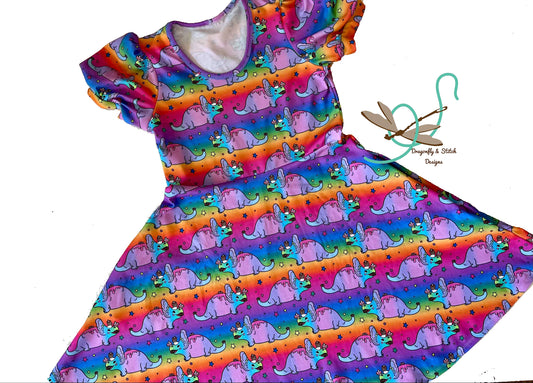 Rainbow Donut Dragon Twirl Dress