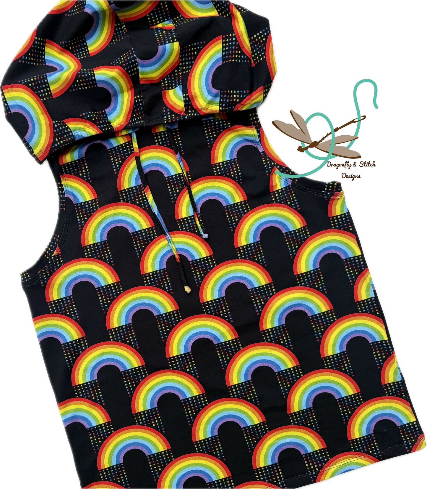 Unisex PRIDE Adult Hooded Muscle Tank Rainbow