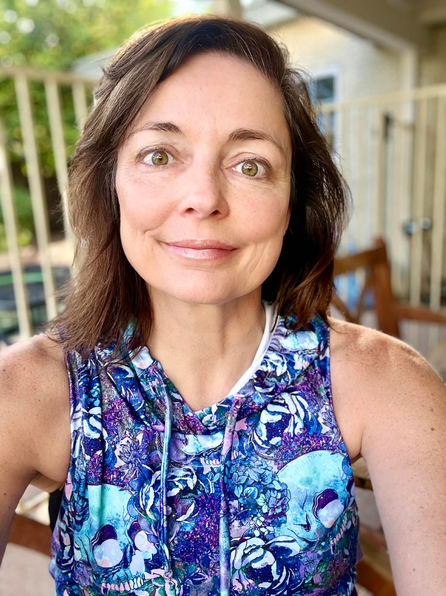 Unisex Floral Skulls Adult Hooded Muscle Tank