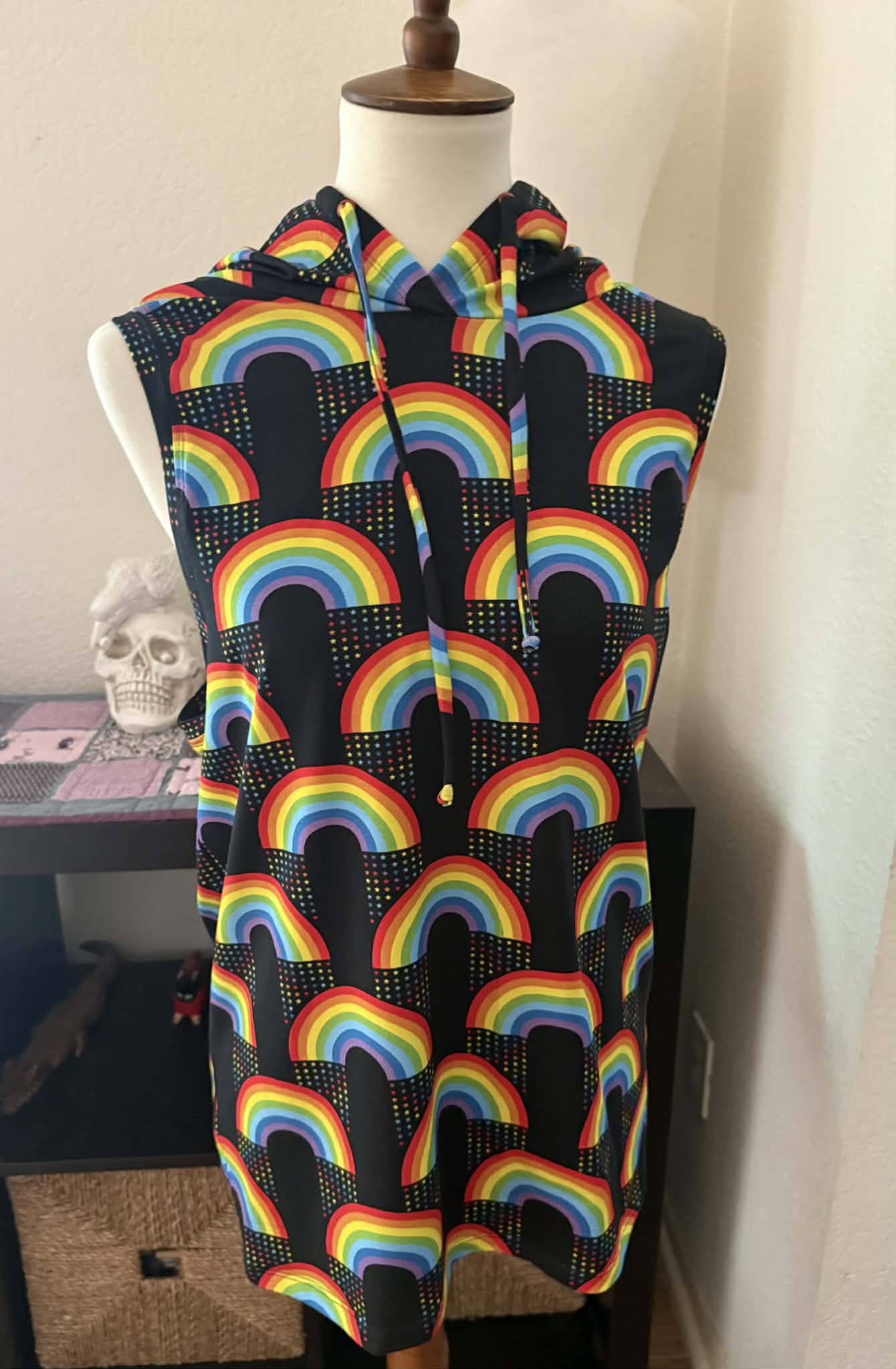 Unisex PRIDE Adult Hooded Muscle Tank Rainbow