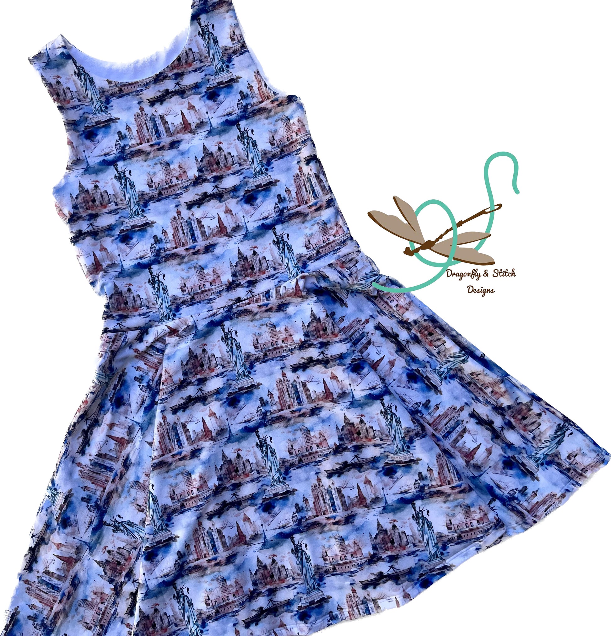 New York City Skyline Twirl Dress Dragonfly & Stitch Designs New York City Skyline Twirl Dress Dragonfly & Stitch Designs