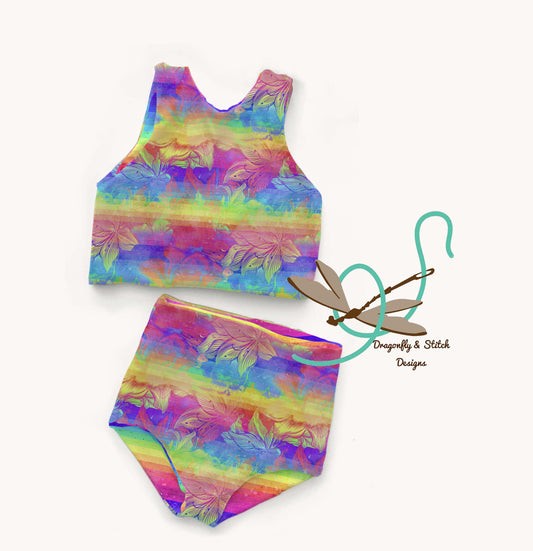 Rainbow Floral Reversible Swimsuit