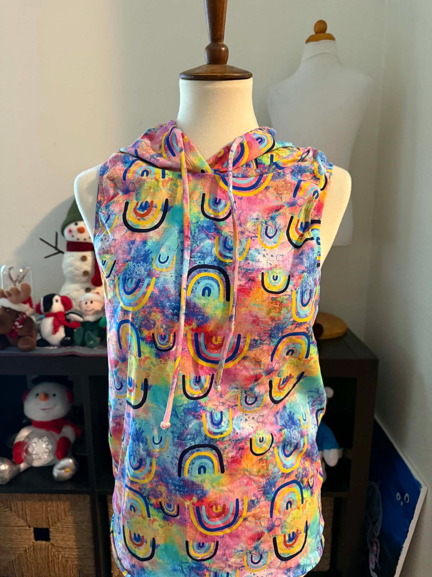 Unisex Rainbow Grune Adult Hooded Muscle Tank