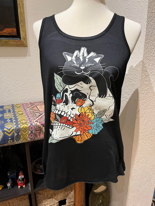 Skelekitty Tank Top or T-shirt, Adult Curvy Fit