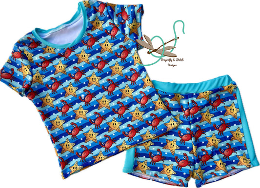 Sea Stars and Crabs Unisex Rashguard Set