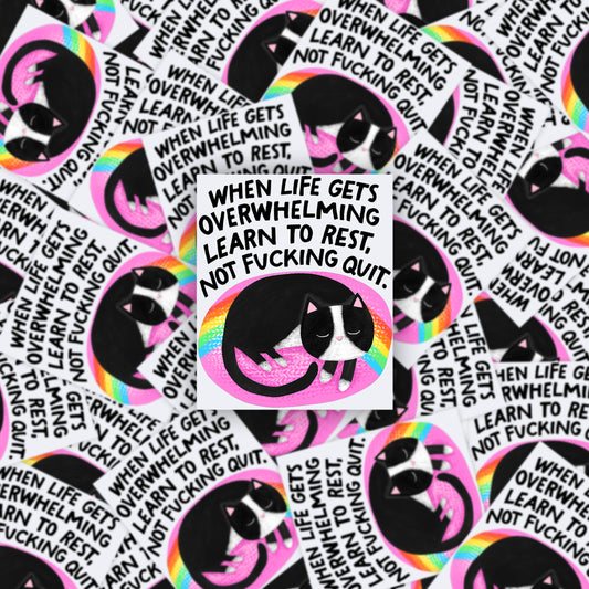Rest Don't Quit Cat Sticker