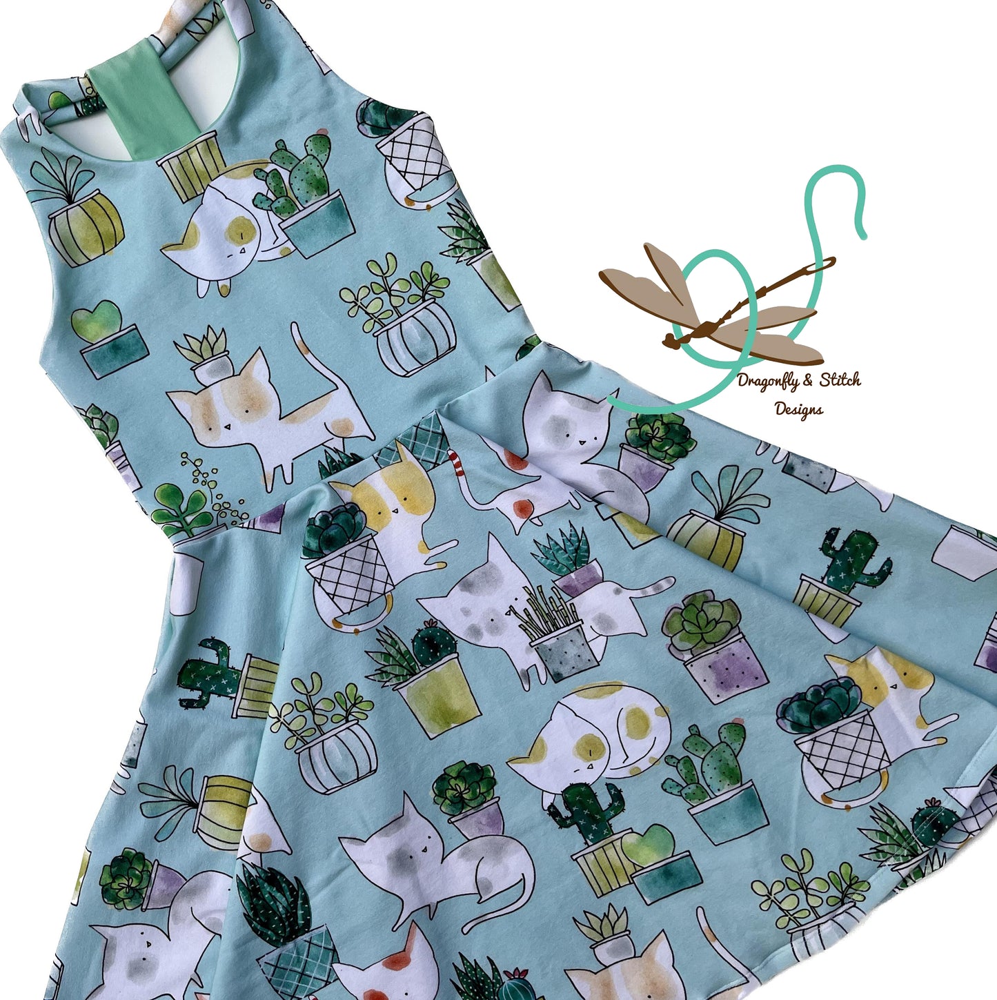 Plants and Cats Racerback Twirl Dress size 5