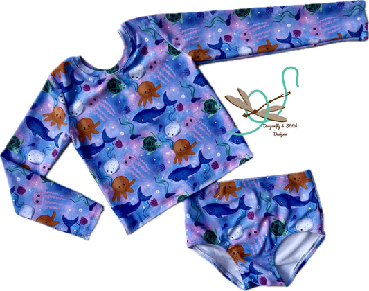 Sea Creatures Rashguard Swimsuit