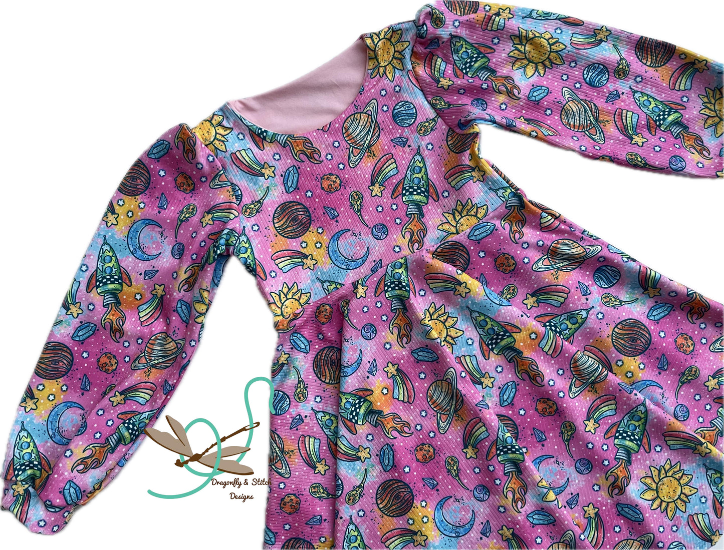 Space Twirl Dress with Bishop Sleeves size 6