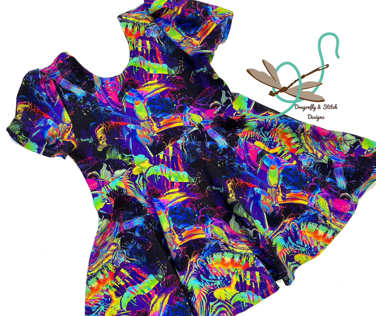 Neon Zebra Puffed-Sleeve Tunic Size 6